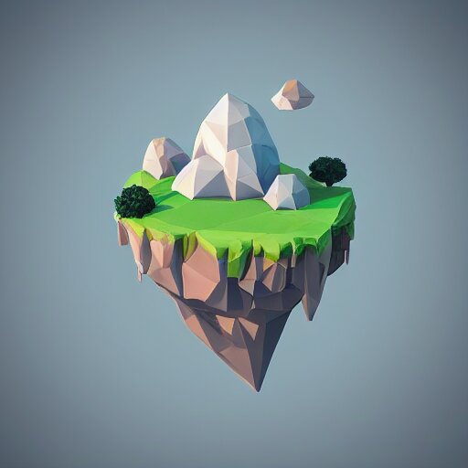 floating island in the sky, low poly, isometric art, 3d art, high detail, artstation, concept art, behance, ray tracing, smooth, sharp focus, ethereal lighting