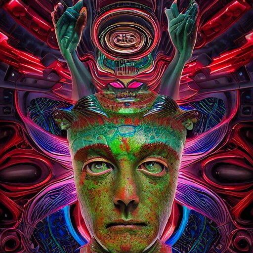 a surreal portrait statue of elon musk as a psychedelic tiki reptile stone god figure by naoto hattori, android jones, and chris dyer, deep bold colors, galactic dmt entity, depth of field, intricate beautiful painting, billions of details, octane render, portal, 8 k, detailed vector, trending on artstation, cgisociety 