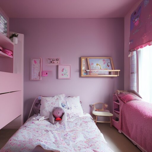 cute girls bedroom, simple japanese girls bedroom, kawaii, 8 k photography 