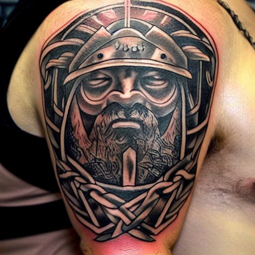 simple tattoo of a viking holding a shield by sailor jerry 