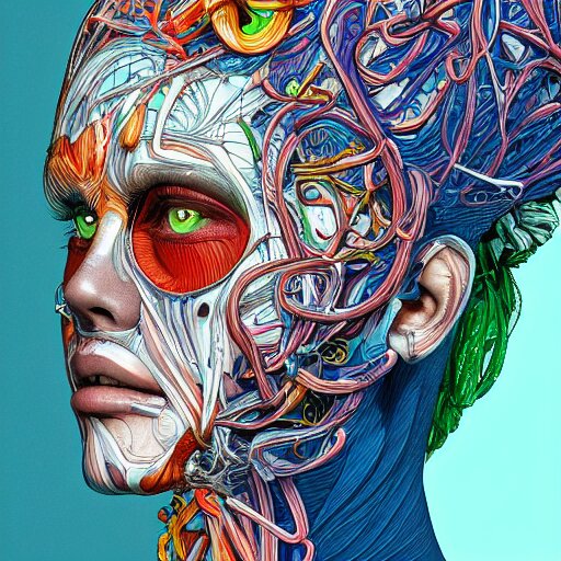 the anatomical face of a ridiculously beautiful and pretty woman partially made of onion rings of all colors looking up, an ultrafine detailed illustration by james jean, final fantasy, intricate linework, bright colors, behance contest winner, vanitas, angular, altermodern, unreal engine 5 highly rendered, global illumination, radiant light, detailed and intricate environment 