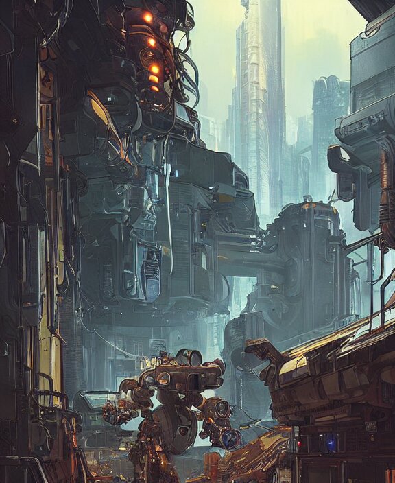 cyberpunk pathfinder robot from apex legends, portrait by james gurney and laurie greasley, concept art, cinematic composition, dramatic lighting, highly detailed, vintage sci - fi 