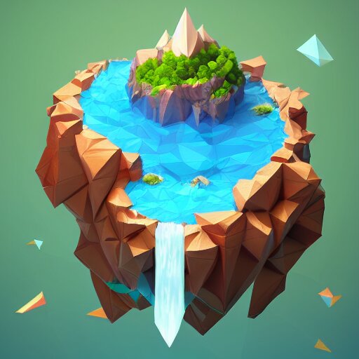 low poly art of a floating island on top of which is new york surrounded by waterfalls, in the sky, isometric art, 3d render, ray tracing, high detail, artstation, concept art, behance, smooth, sharp focus, ethereal lighting, unreal engine 5