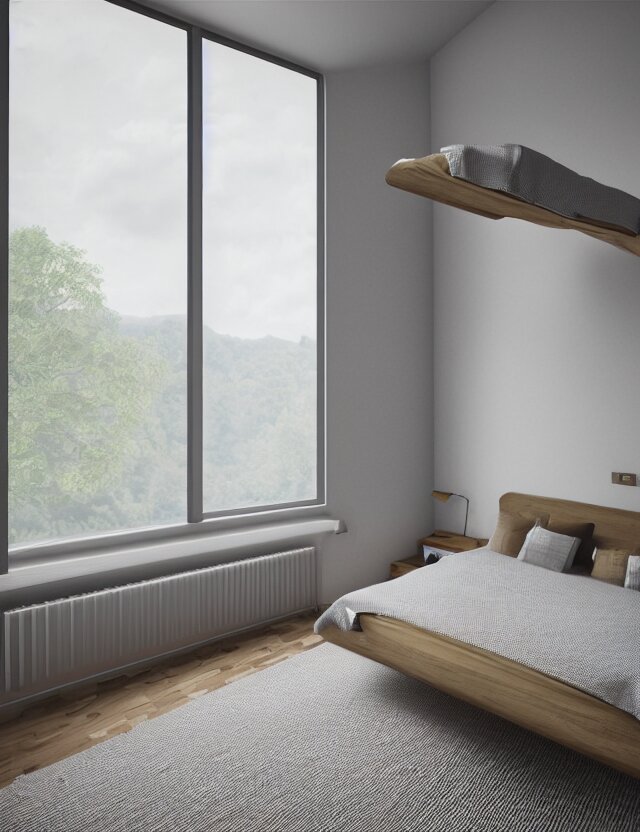 an ultra wide angle photo of a bed hovering above the floor in the middle of a giant tesselating bedroom with windows opening to other worlds by casey weldon!!!! and lee madgewick and m. c. escher, photorealistic, octane render, recursive!!!!, flowing, cascading, multiverse!!!!!!, labyrinthine 