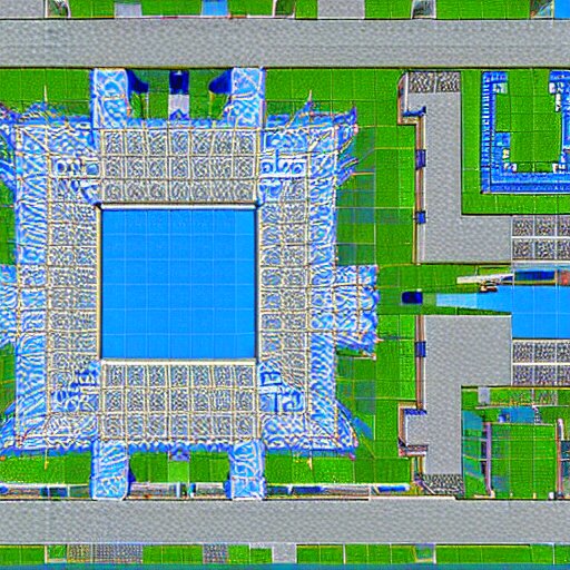 a blue print of the Eiffel tower in Minecraft