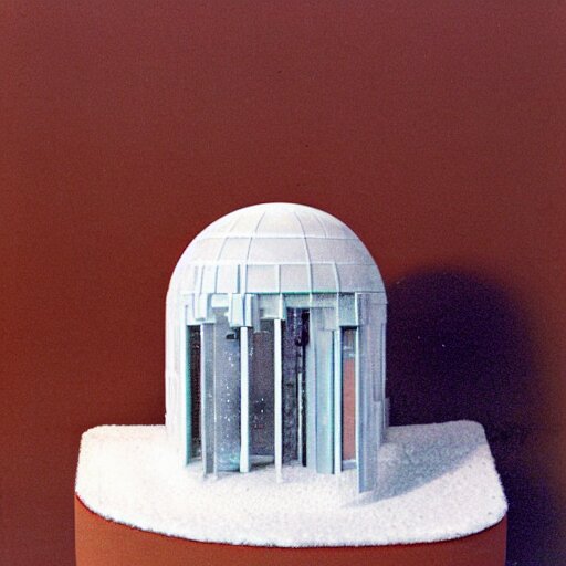 a snow globe diorama with a soviet apartment building in it, brutalism, physically based rendering, 1 9 9 0's 