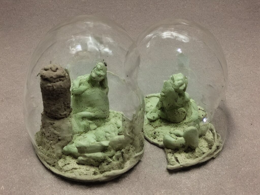 miniature 3d clay melt fat human dirty grime and fith in a glass dome!dream miniature 3d clay melt fat human dirty grime and fith in a glass dome