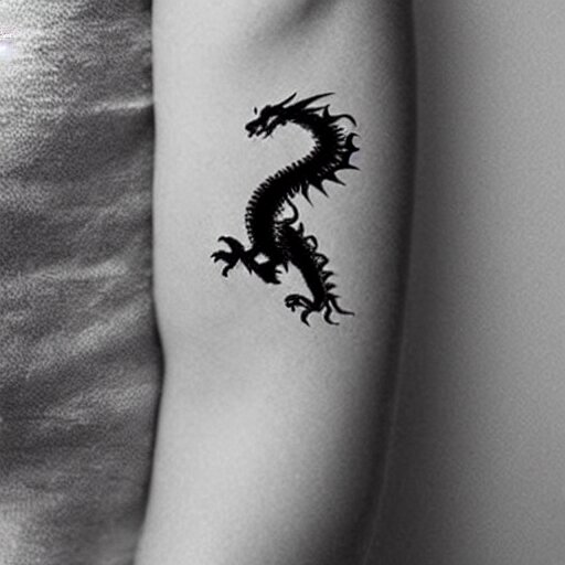 A dragon tattoo, minimalistic, simplistic,