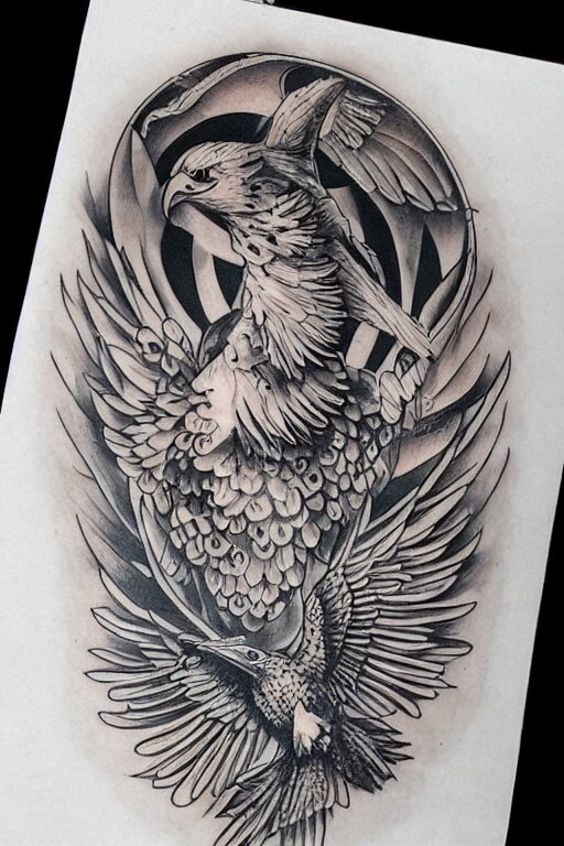 traditional American tattoo of an eagle with a fish in its talons by Samuele Briganti