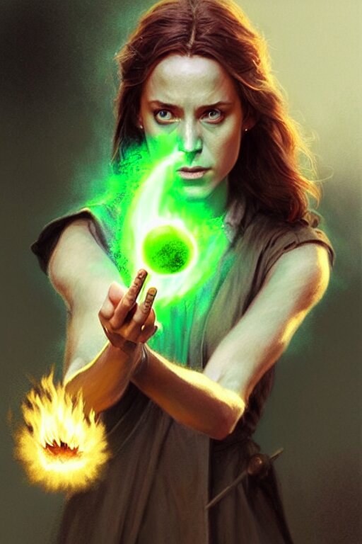 a female wizard casting a green fireball | | pencil sketch, realistic shaded, fine details, realistic shaded lighting poster by greg rutkowski, magali villeneuve, artgerm, jeremy lipkin and michael garmash and rob rey 