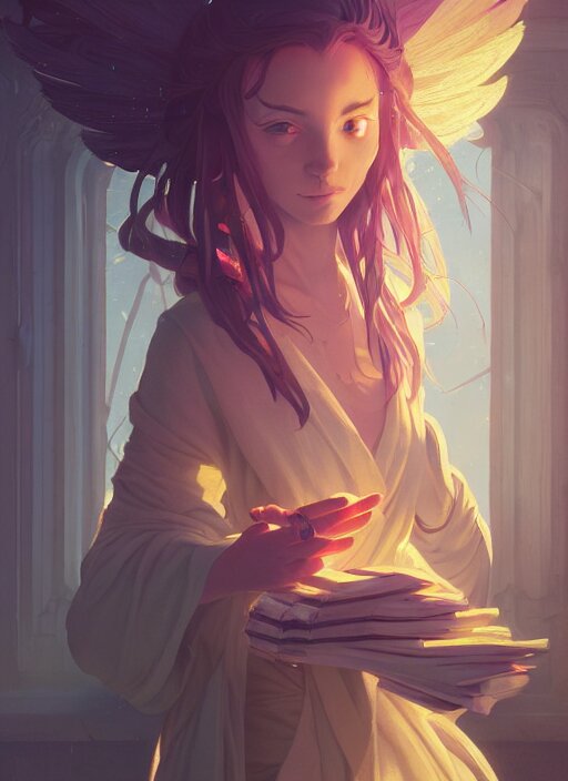 highly detailed portrait of a cat mage wearing a magical robe, stephen bliss, unreal engine, greg rutkowski, loish, rhads, beeple, makoto shinkai and lois van baarle, ilya kuvshinov, rossdraws, tom bagshaw, tom whalen, alphonse mucha, global illumination, god rays, detailed and intricate environment 