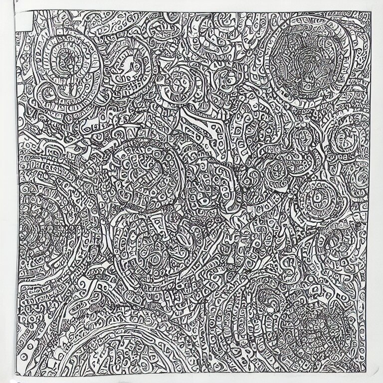 notebook doodle architecture sketch with extremely intricate psychedelic patterns hyper detailed linework pen and paper 