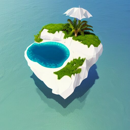 a floating island on an ocean isometric art, low poly art, game art, artstation, 3D render, high detail, cgsociety, unreal engine 5