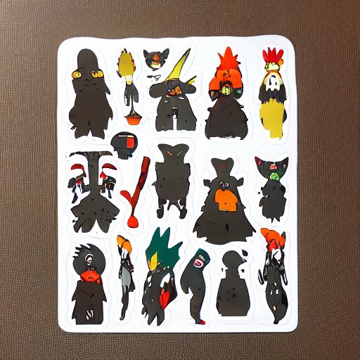 die cut sticker, ghibli characters, splatter paint 