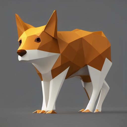 cute 3 d low - polygon render of a forest animal, smooth white background, soft focus, centered 