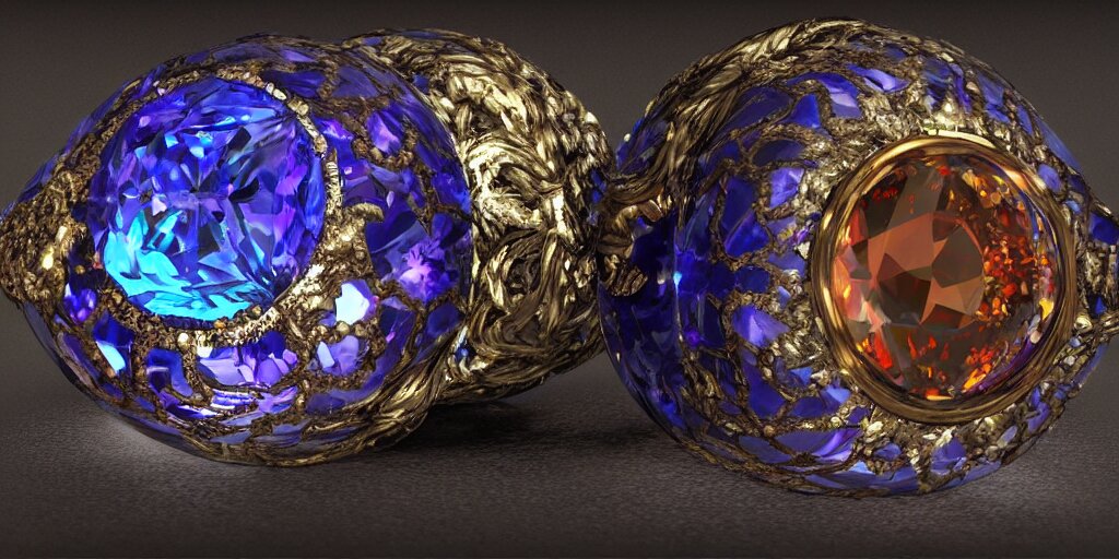 magic crystal ring, fire, stone, crystal, engravings, diamonds, colorful, art by gerald brom, greg rutkowski, photo realism, unreal engine, c 4 d 