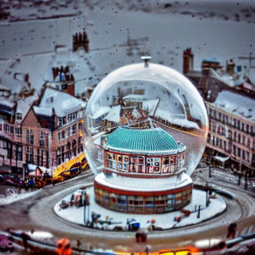 snowglobe of a tiny town brighton uk, tilt - shift lomo photo 