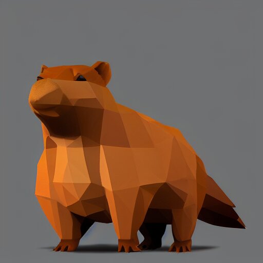 cute low-poly capybara, 4k, hd