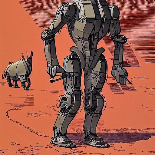 humanoid rhino cyborg | jean giraud moebius 