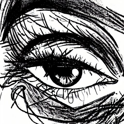 illustration of a girls eyes with tears in them 