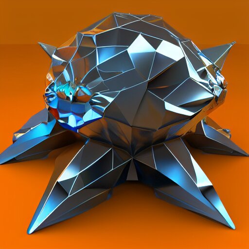 a metallic crystal creature, 4K HD, low poly