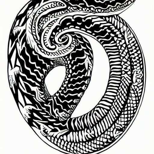 tattoo design, stencil, tattoo stencil, traditional, a cobra with its fangs out surrounded by flowers