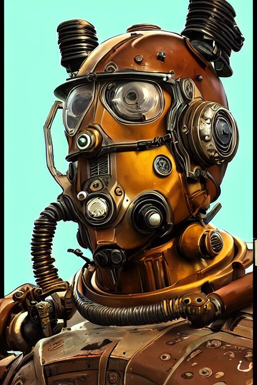 hardmesh retro futurist steampunk fallout 7 6 power armor head, hyper realistic, art gta 5 cover, official fanart behance hd artstation by jesper ejsing, by rhads, makoto shinkai and lois van baarle, ilya kuvshinov, ossdraws, that looks like it is from borderlands and by feng zhu and loish and laurie greasley, victo ngai, andreas rocha, john harris radiating a glowing aura global illumination ray tracing hdr 