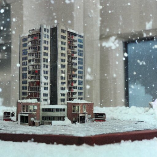 Diorama of Storm Indoors in Ruined Building with Six Soviet Sold