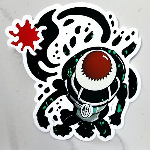 die cut sticker, gomu gomu no gatling, splatter paint 