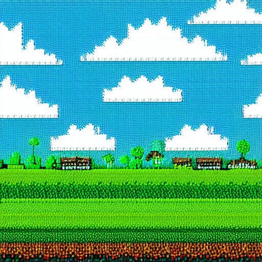 8-Bit Green Meadows with azure sky