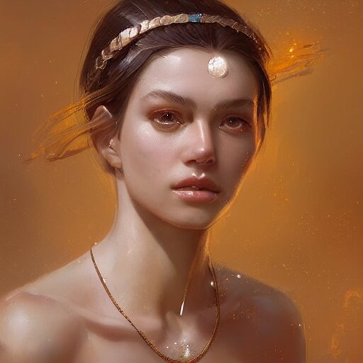 a beautiful portrait of a goddess with pearly skin by greg rutkowski and raymond swanland, trending on artstation, ultra realistic digital art 