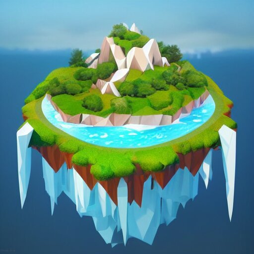 low poly art of a floating island on top of which is new york surrounded by waterfalls, in the sky, isometric art, 3d render, ray tracing, high detail, artstation, concept art, behance, smooth, sharp focus, ethereal lighting, unreal engine 5