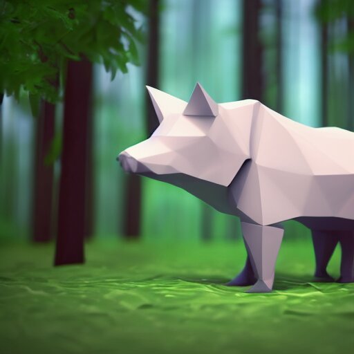 cute 3 d low - polygon render of a forest animal, smooth white background, soft focus, centered 