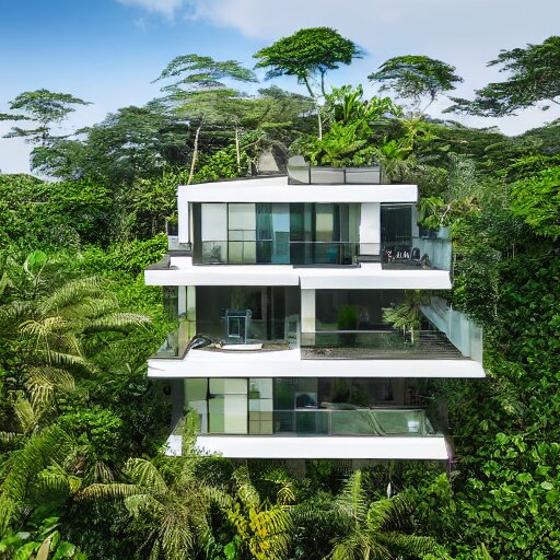 a modern mansion in the middle of the jungle, award winning photography, canon camera, 8k