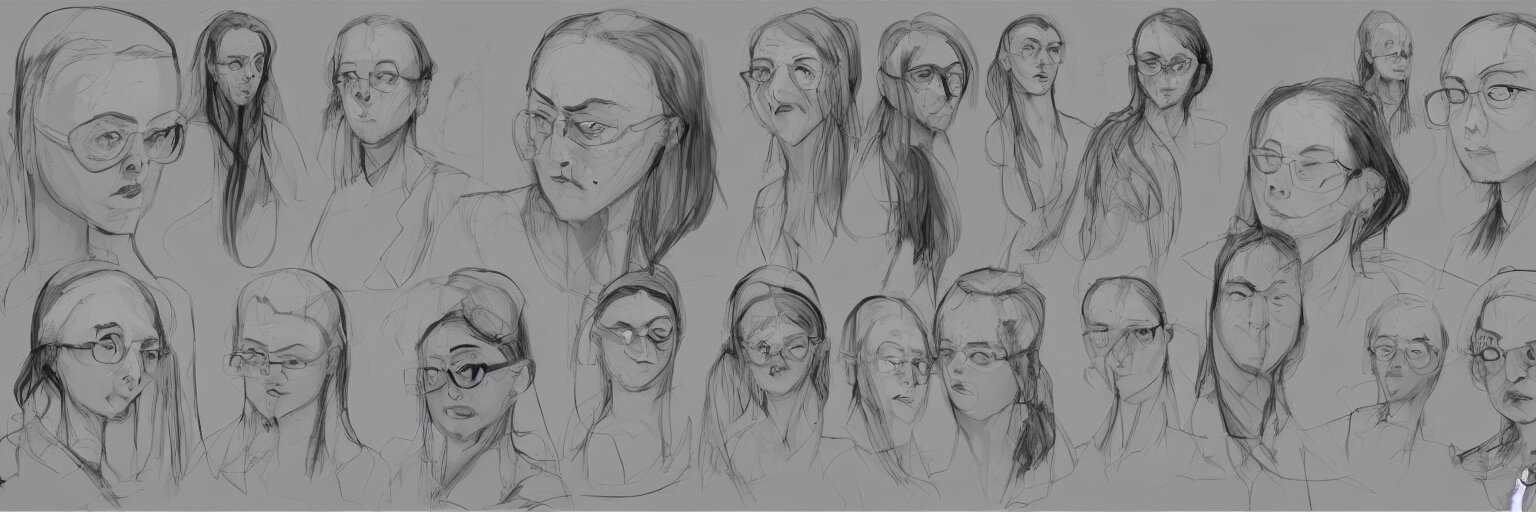 character study of female adolf hitter, evil woman, glasses, clear faces, emotional, character sheet, fine details, concept design, contrast, kim jung gi, francis bacon and jenny saville, trending on artstation, 8 k, full body and head, turnaround, front view, back view, ultra wide angle 