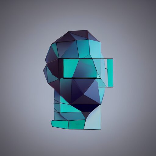 Rule of thirds. Badass. Cool. Neat. In the style of faceted glass geometric abstract art. 4k. HDR. Award-winning. Raytracing. Global illumination. Ambient occlusion. Blue color scheme. Octane render of a cool abstract geometric head forum avatar character. Futuristic. badass. interesting. intriguing. stylish. 