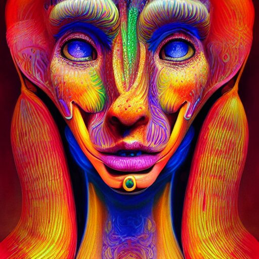 An extremely psychedelic portrait of a banana, surreal, LSD, face, detailed, intricate, elegant, lithe, highly detailed, digital painting, artstation, concept art, smooth, sharp focus, illustration