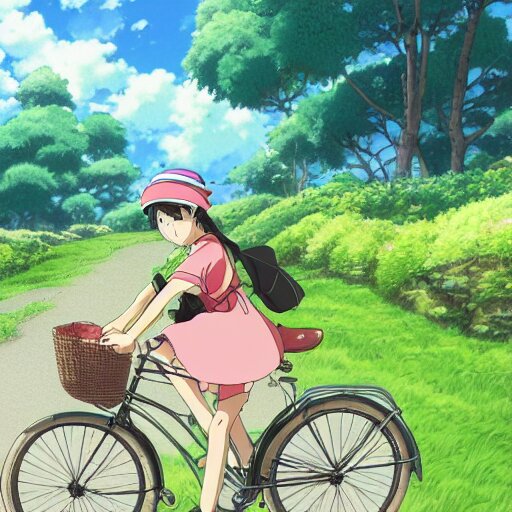 Lexica Anime Girl Riding Bicycle In Highly Detailed Japanese