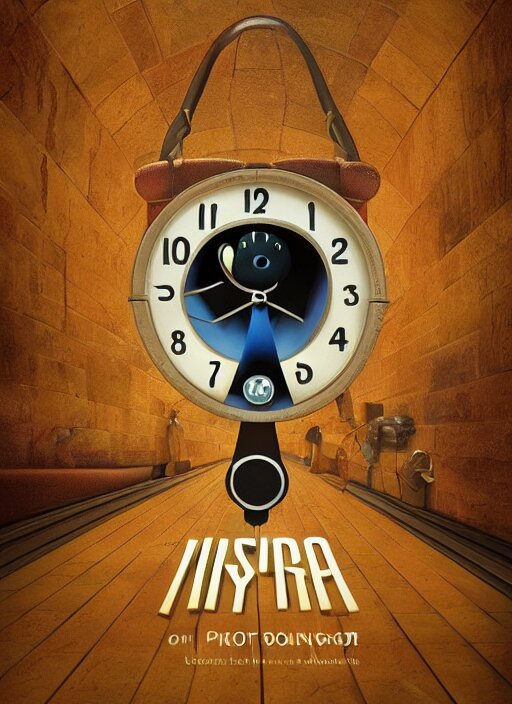 a poster of a pixar's movie about clocks, high definition, trending on artstation 