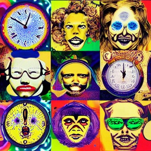 trippy face album cover clocks 