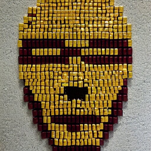 a portrait of iron man, made of a lot of nespresso capsules, mosaic 