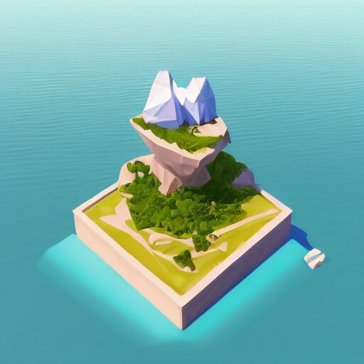 a floating island on an ocean isometric art, low poly art, game art, artstation, 3D render, cgsociety, unreal engine 5