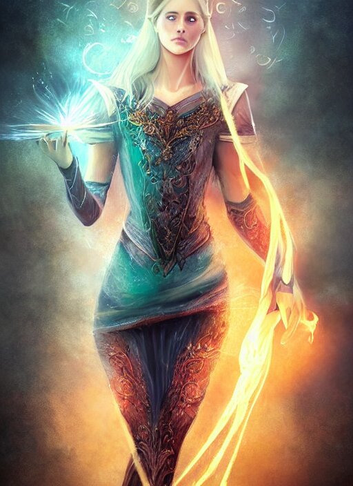 in the style of throne of glass book cover, whole body portrait of a young adult female magician casting a spell with fireballs in her hands, blue and green magic lights aura, a portal with elvish symbology opened, d & d, fantasy, highly detailed, digital art, trending on artstation, smooth, sharp focus, illustration, art by artgerm and hirokazu yokohara, greg rutkowski 