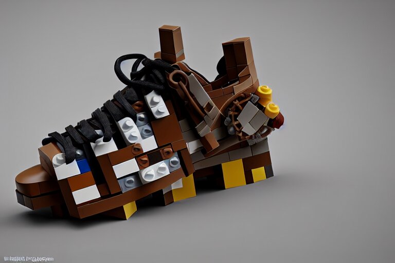 sneaker made out of lego, steampunk, sculpture, cinema 4 d, octane render 