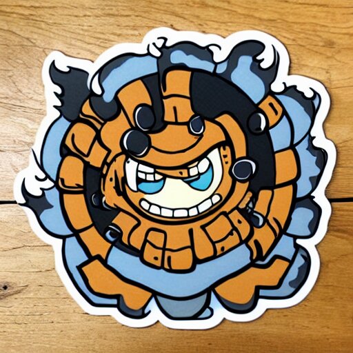 die cut sticker, gomu gomu no gatling, splatter paint 