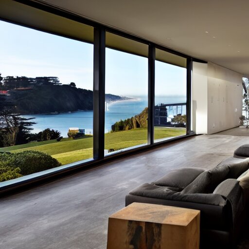 a modern concrete mansion on the bluffs overlooking san francisco 