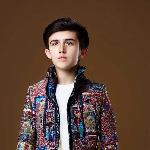 teenage Caucasian boy modeling malacca sultanate jacket