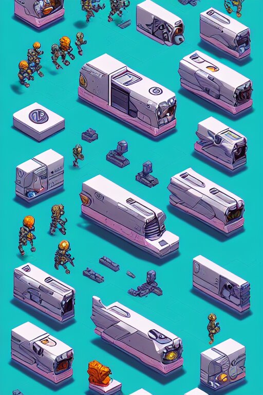 isometric design, sprite sheet, game resources, futuristic van by josan gonzalez 