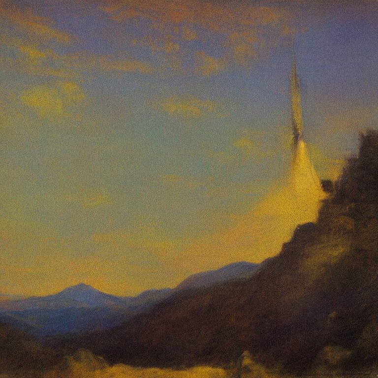 Lexica Zarathustra look up at the magic mountain, before dawn, oil