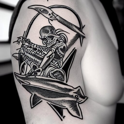 shark skeleton tattoo